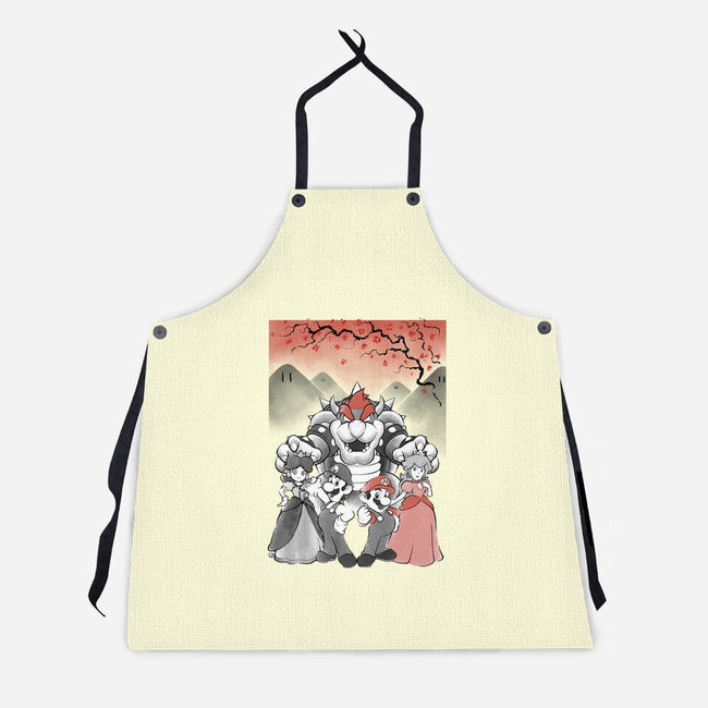 Mushroom Club Sumi-E-Unisex-Kitchen-Apron-Astrobot Invention