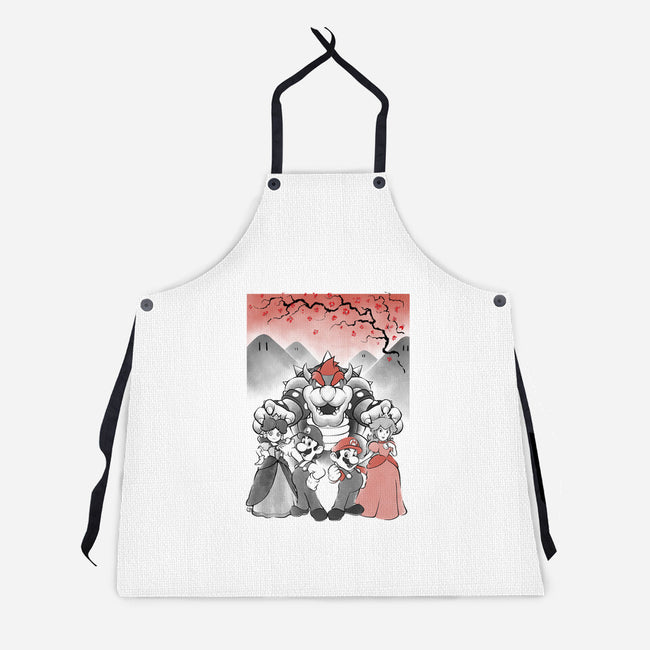 Mushroom Club Sumi-E-Unisex-Kitchen-Apron-Astrobot Invention
