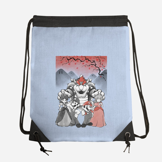Mushroom Club Sumi-E-None-Drawstring-Bag-Astrobot Invention