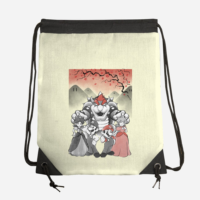 Mushroom Club Sumi-E-None-Drawstring-Bag-Astrobot Invention