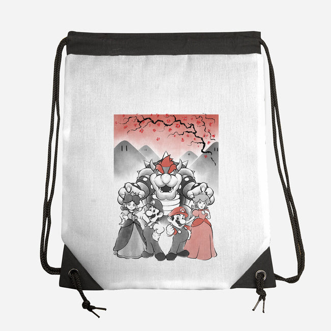 Mushroom Club Sumi-E-None-Drawstring-Bag-Astrobot Invention
