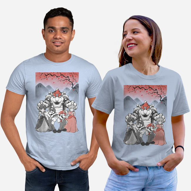Mushroom Club Sumi-E-Unisex-Basic-Tee-Astrobot Invention