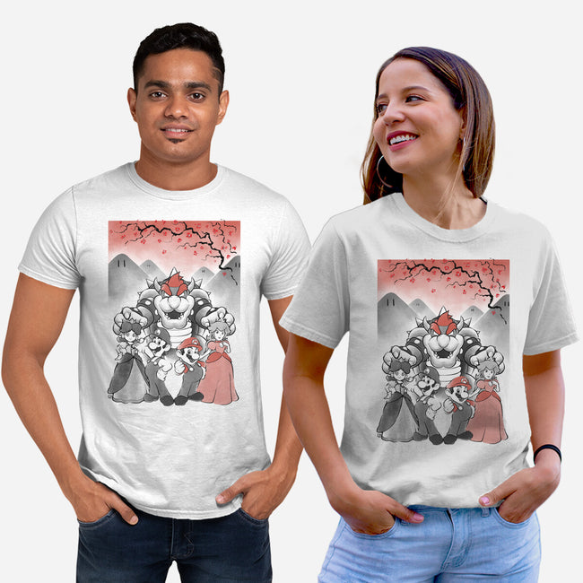 Mushroom Club Sumi-E-Unisex-Basic-Tee-Astrobot Invention