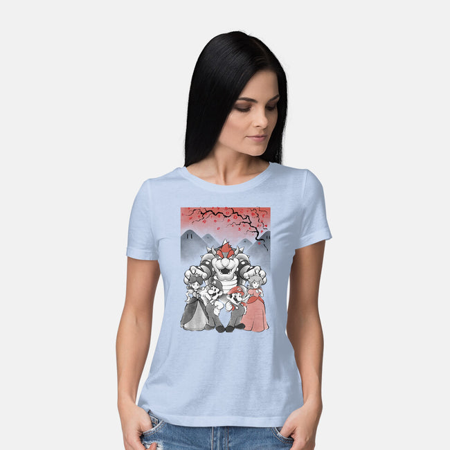 Mushroom Club Sumi-E-Womens-Basic-Tee-Astrobot Invention