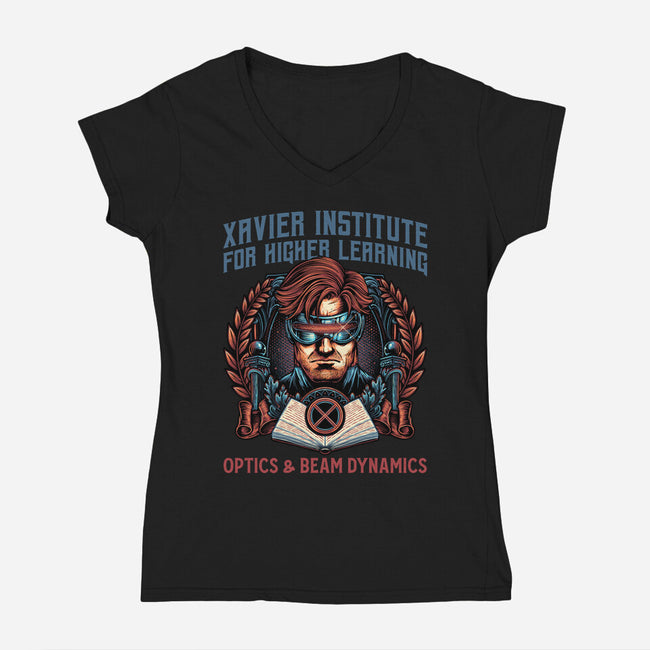 Optics And Beam Dynamics-Womens-V-Neck-Tee-glitchygorilla