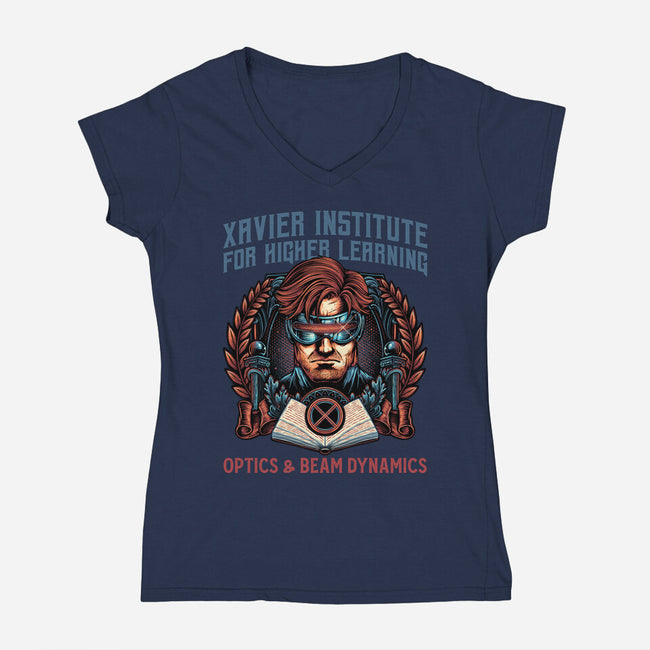 Optics And Beam Dynamics-Womens-V-Neck-Tee-glitchygorilla