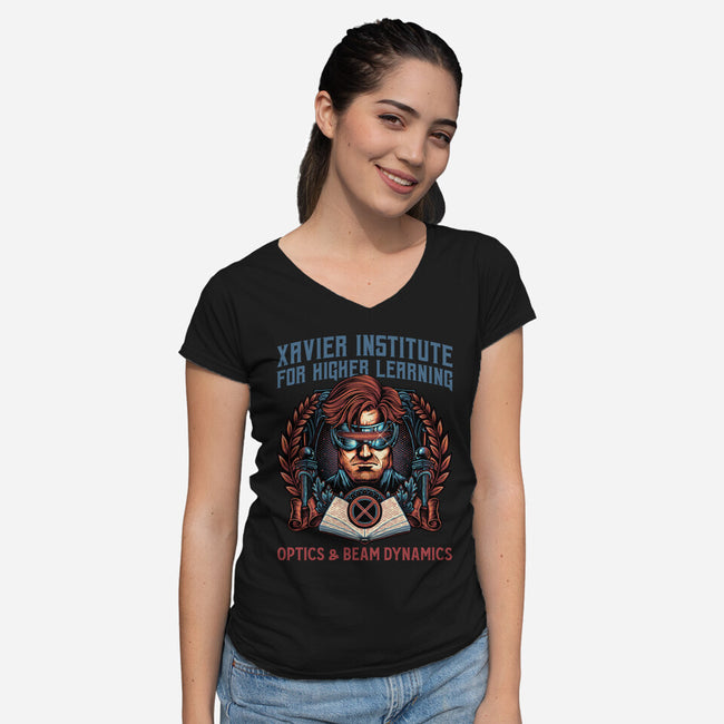 Optics And Beam Dynamics-Womens-V-Neck-Tee-glitchygorilla