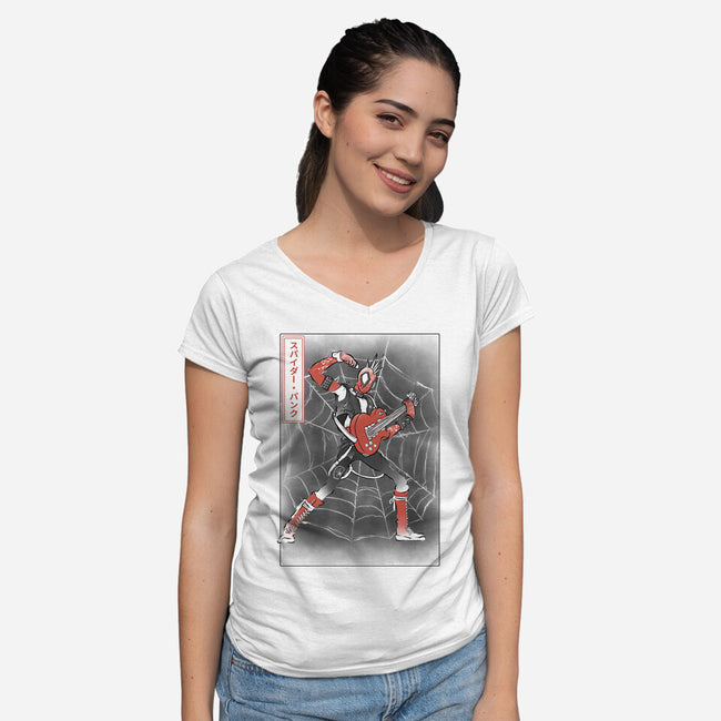Punk Webslinger Sumi-E-Womens-V-Neck-Tee-Astrobot Invention