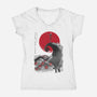 The Pumpkin King Sumi-e-Womens-V-Neck-Tee-DrMonekers