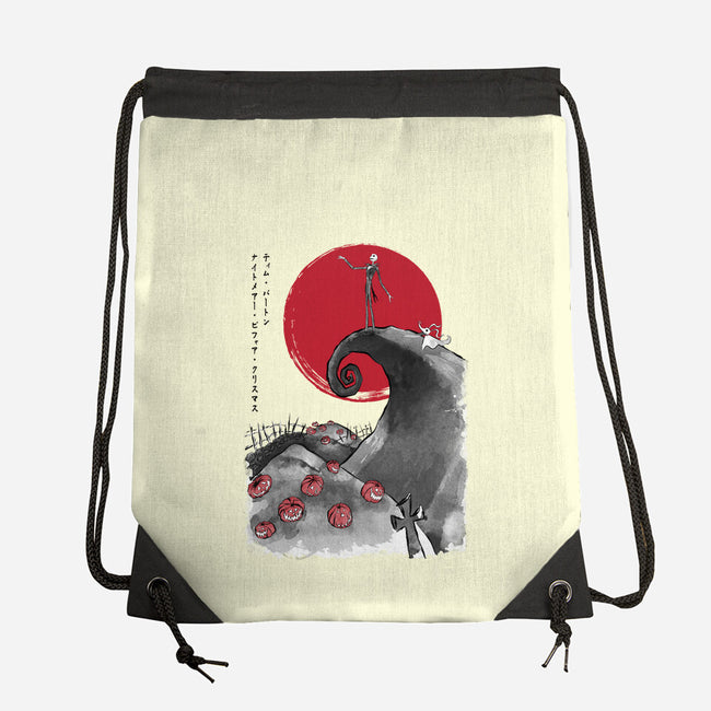 The Pumpkin King Sumi-e-None-Drawstring-Bag-DrMonekers