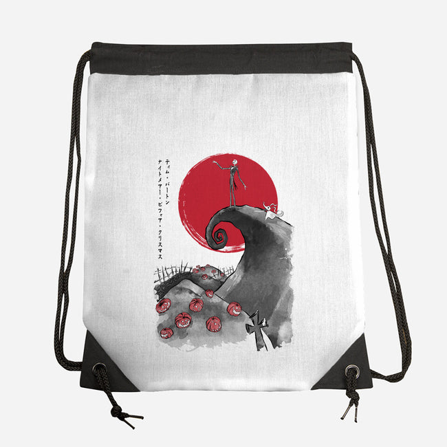 The Pumpkin King Sumi-e-None-Drawstring-Bag-DrMonekers
