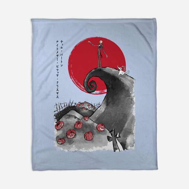 The Pumpkin King Sumi-e-None-Fleece-Blanket-DrMonekers
