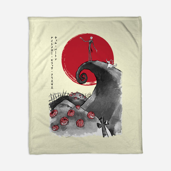 The Pumpkin King Sumi-e-None-Fleece-Blanket-DrMonekers