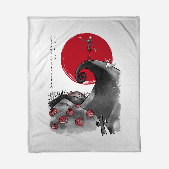 The Pumpkin King Sumi-e-None-Fleece-Blanket-DrMonekers