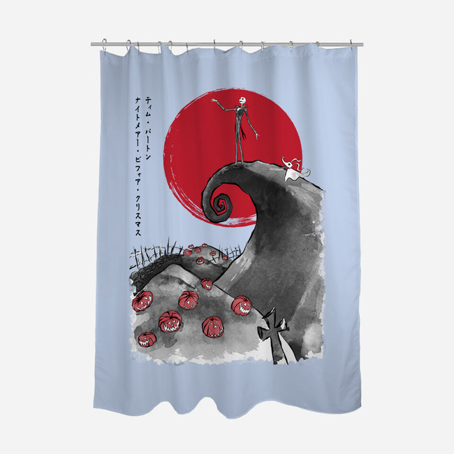 The Pumpkin King Sumi-e-None-Polyester-Shower Curtain-DrMonekers