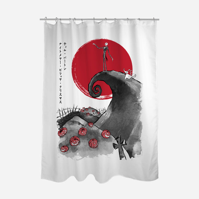 The Pumpkin King Sumi-e-None-Polyester-Shower Curtain-DrMonekers