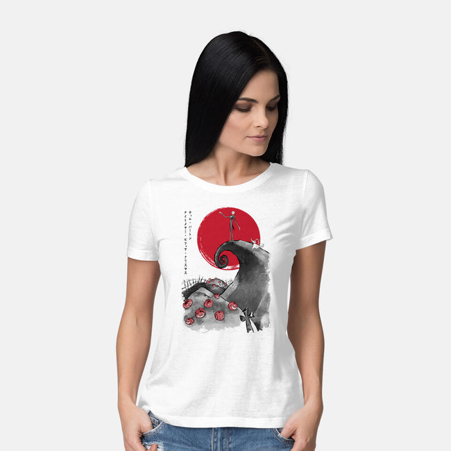 The Pumpkin King Sumi-e-Womens-Basic-Tee-DrMonekers
