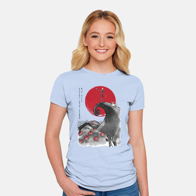 The Pumpkin King Sumi-e-Womens-Fitted-Tee-DrMonekers