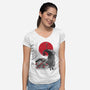 The Pumpkin King Sumi-e-Womens-V-Neck-Tee-DrMonekers