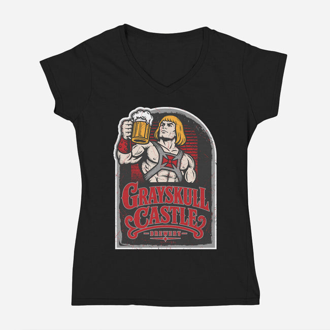 Grayskull Castle Brewery-Womens-V-Neck-Tee-CarloJ1956