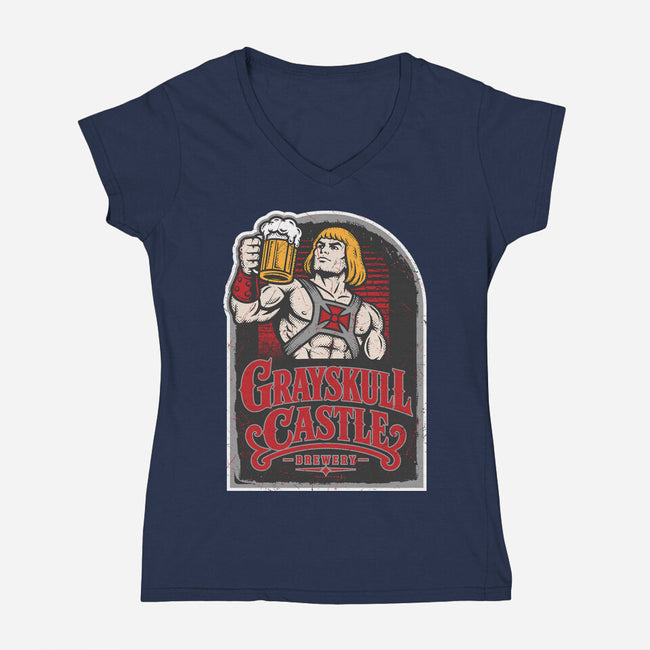 Grayskull Castle Brewery-Womens-V-Neck-Tee-CarloJ1956
