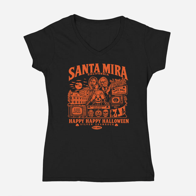 Santa Mira California-Womens-V-Neck-Tee-CarloJ1956