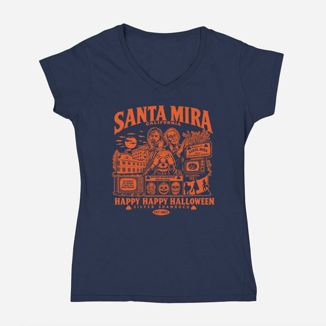 Santa Mira California-Womens-V-Neck-Tee-CarloJ1956