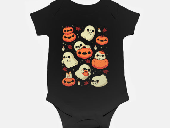 Cute Ghost With Halloween Pumpkin