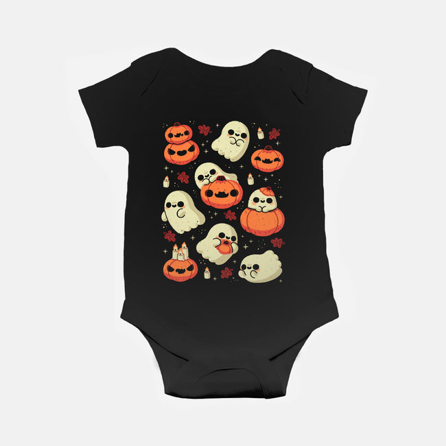 Cute Ghost With Halloween Pumpkin-Baby-Basic-Onesie-xMorfina