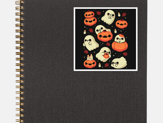 Cute Ghost With Halloween Pumpkin