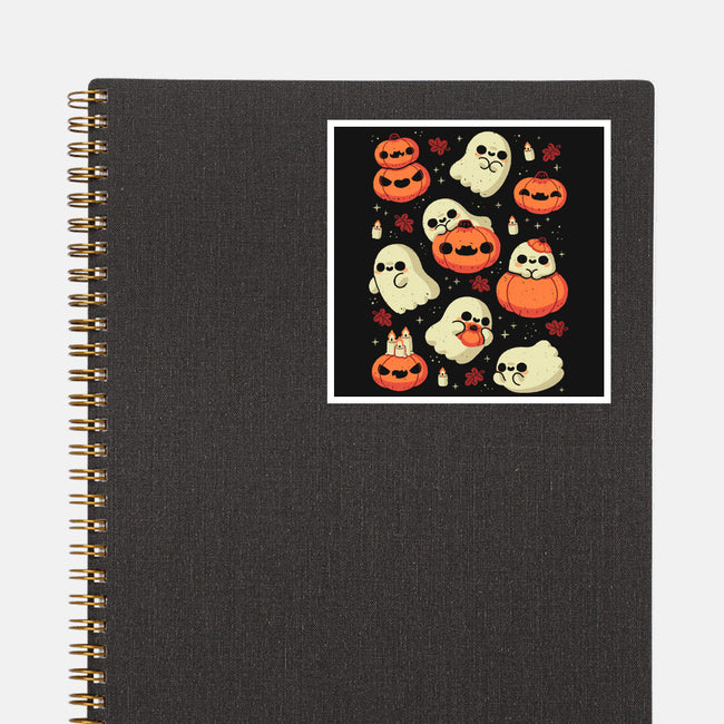Cute Ghost With Halloween Pumpkin-None-Glossy-Sticker-xMorfina