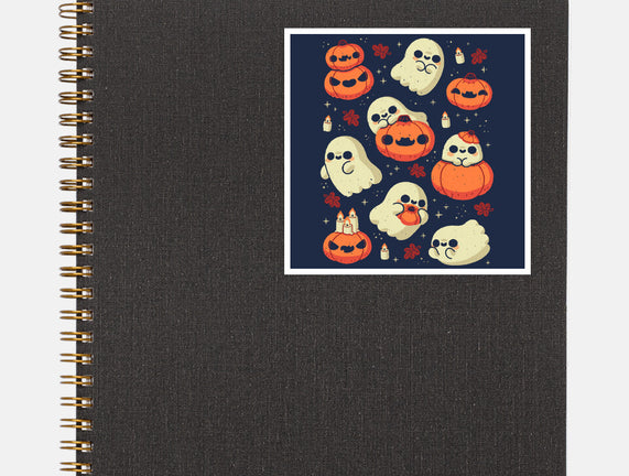 Cute Ghost With Halloween Pumpkin