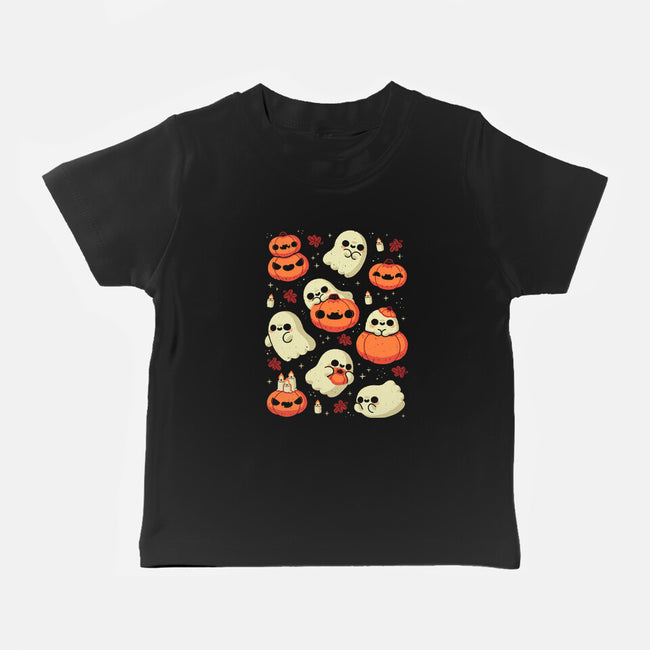 Cute Ghost With Halloween Pumpkin-Baby-Basic-Tee-xMorfina