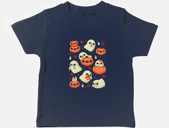 Cute Ghost With Halloween Pumpkin
