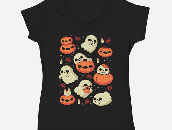 Cute Ghost With Halloween Pumpkin
