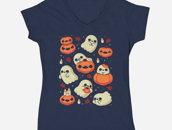 Cute Ghost With Halloween Pumpkin