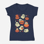 Cute Ghost With Halloween Pumpkin-Womens-V-Neck-Tee-xMorfina