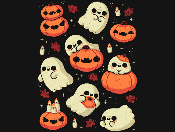 Cute Ghost With Halloween Pumpkin