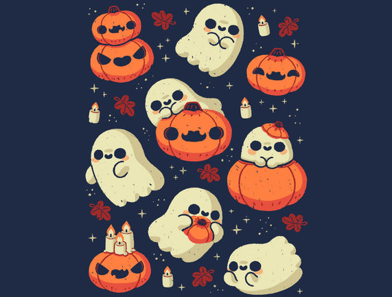 Cute Ghost With Halloween Pumpkin