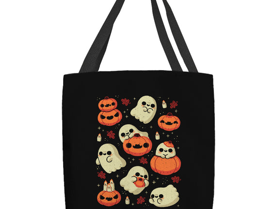 Cute Ghost With Halloween Pumpkin