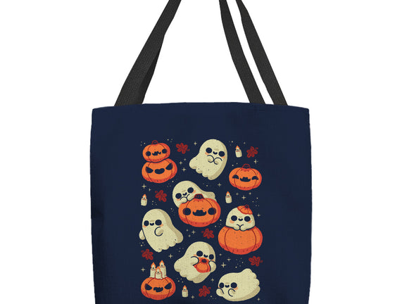 Cute Ghost With Halloween Pumpkin