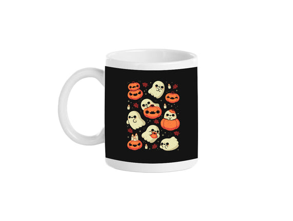 Cute Ghost With Halloween Pumpkin