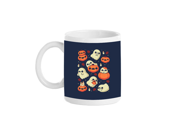 Cute Ghost With Halloween Pumpkin