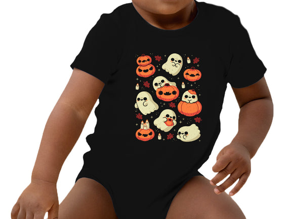 Cute Ghost With Halloween Pumpkin