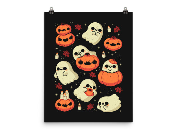 Cute Ghost With Halloween Pumpkin