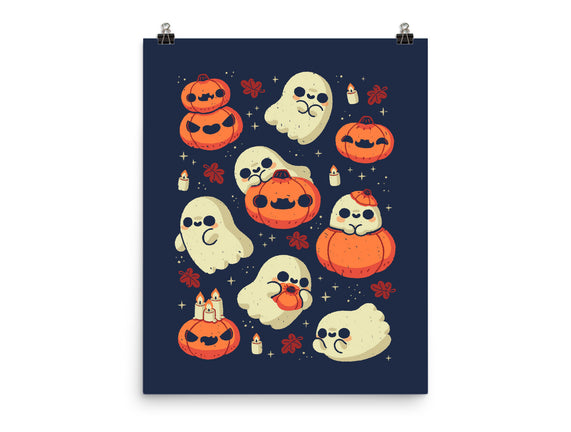 Cute Ghost With Halloween Pumpkin