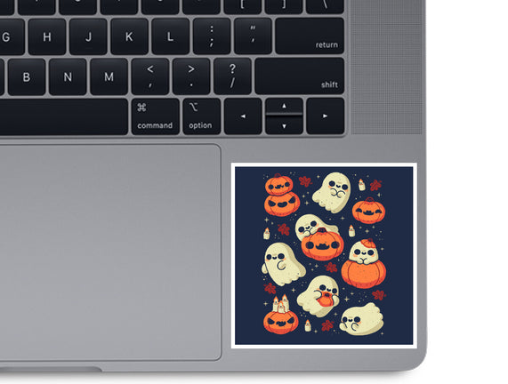 Cute Ghost With Halloween Pumpkin