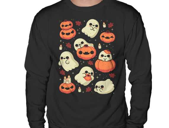 Cute Ghost With Halloween Pumpkin