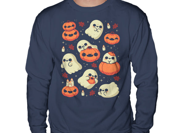 Cute Ghost With Halloween Pumpkin