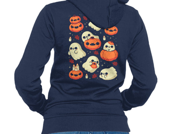 Cute Ghost With Halloween Pumpkin